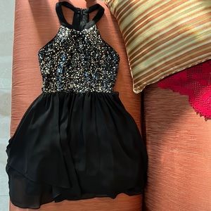 Gorgeous open back black sequin dress